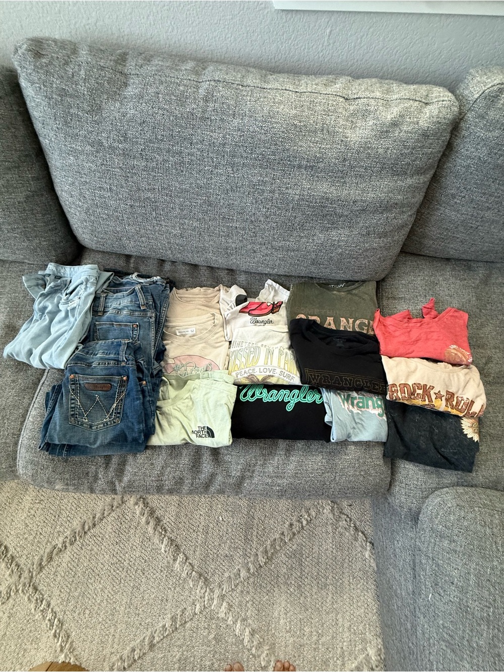 Wrangler Jeans & Casual Tops Bundle - Blue, Black, Pink, Green, Cream
